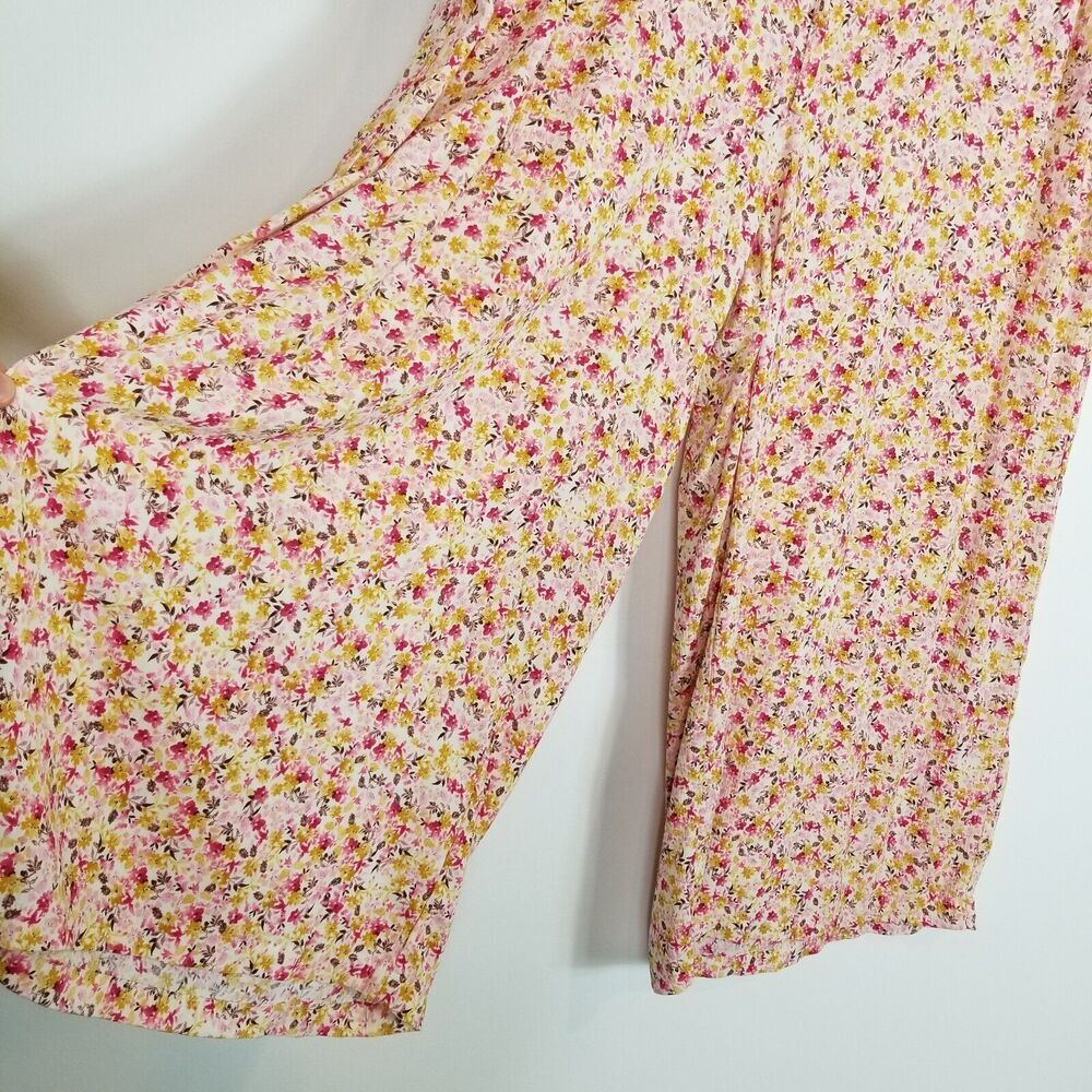Talbots Women Pull-On Wide Leg Washable Gauze High Rise Pants Sz 4X Floral - Picture 3 of 6